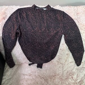 Chic Women's Black and Brown Patterned Blouse